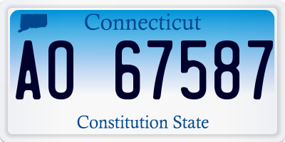 CT license plate AO67587