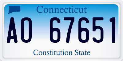 CT license plate AO67651