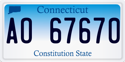 CT license plate AO67670