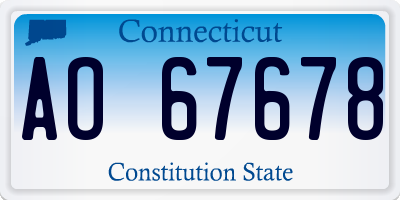 CT license plate AO67678