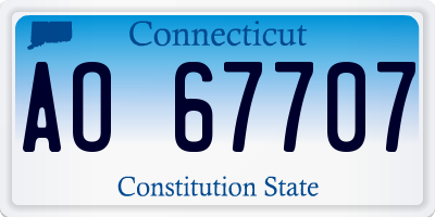 CT license plate AO67707