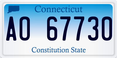 CT license plate AO67730