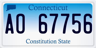 CT license plate AO67756