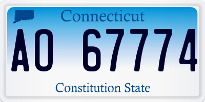 CT license plate AO67774