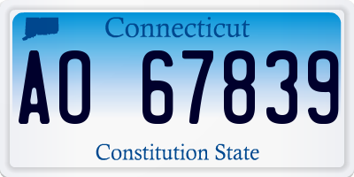 CT license plate AO67839