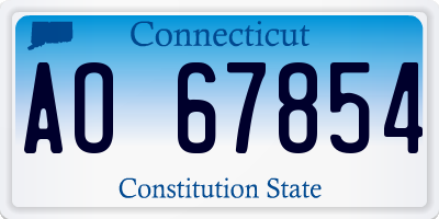 CT license plate AO67854