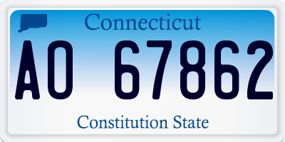 CT license plate AO67862
