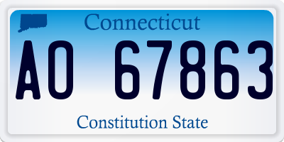 CT license plate AO67863