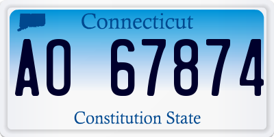 CT license plate AO67874