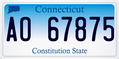 CT license plate AO67875