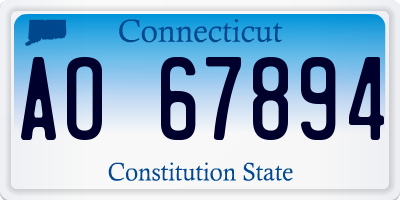 CT license plate AO67894