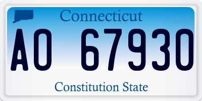 CT license plate AO67930