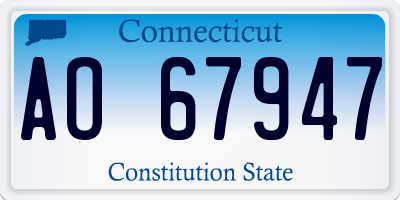 CT license plate AO67947