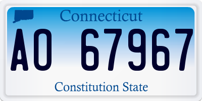 CT license plate AO67967
