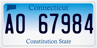 CT license plate AO67984