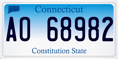 CT license plate AO68982
