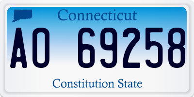 CT license plate AO69258