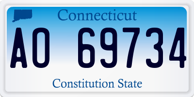 CT license plate AO69734