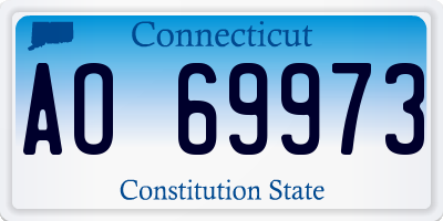 CT license plate AO69973