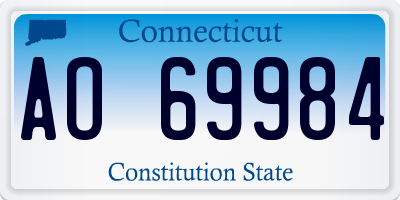 CT license plate AO69984
