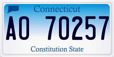 CT license plate AO70257