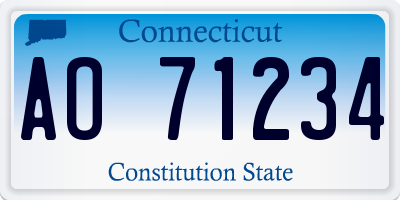 CT license plate AO71234