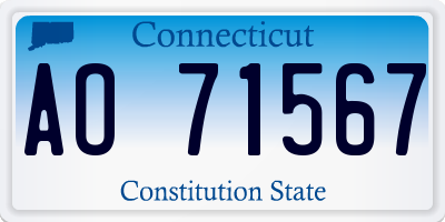CT license plate AO71567