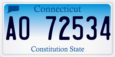 CT license plate AO72534