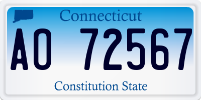 CT license plate AO72567