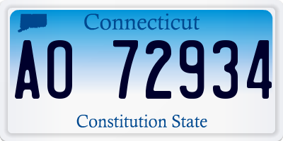 CT license plate AO72934