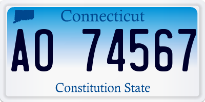 CT license plate AO74567