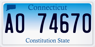 CT license plate AO74670