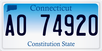 CT license plate AO74920