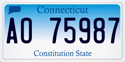 CT license plate AO75987