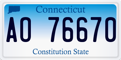 CT license plate AO76670