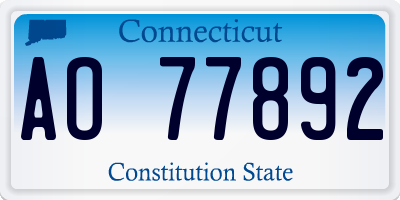 CT license plate AO77892