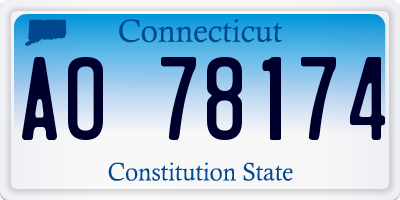 CT license plate AO78174
