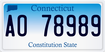 CT license plate AO78989