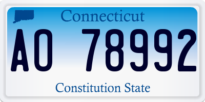CT license plate AO78992