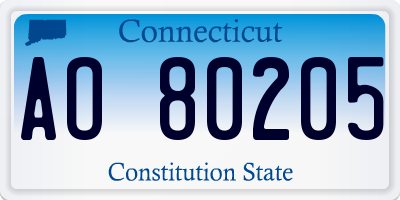 CT license plate AO80205