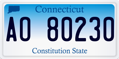 CT license plate AO80230