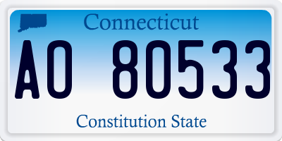 CT license plate AO80533