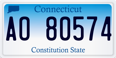 CT license plate AO80574