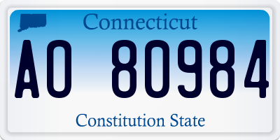 CT license plate AO80984