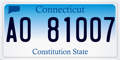 CT license plate AO81007