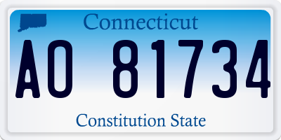 CT license plate AO81734