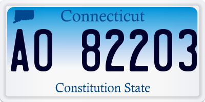 CT license plate AO82203