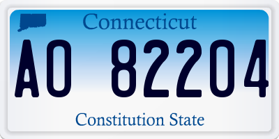 CT license plate AO82204