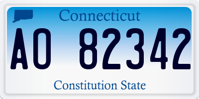 CT license plate AO82342