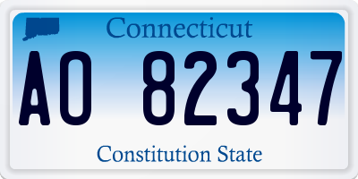 CT license plate AO82347